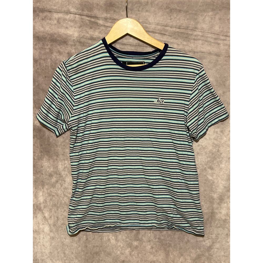 Lost Surf Brand Striped T-Shirt Blue Gray size M